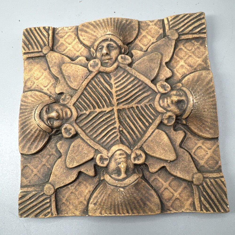 VTG 1970s Pre-Pratt & Larson Tile Aztec Motif Catpaw Pottery Studio Rare 4.5"